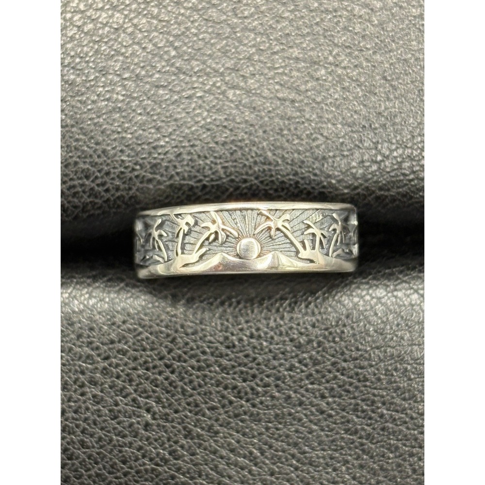 New Condition Sterling Silver Palm Trees Beach Ring Size 6.5 F3